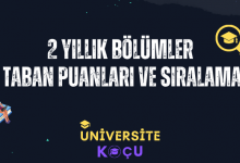 2 Yillik Bolumler Taban Puanlari ve Siralama